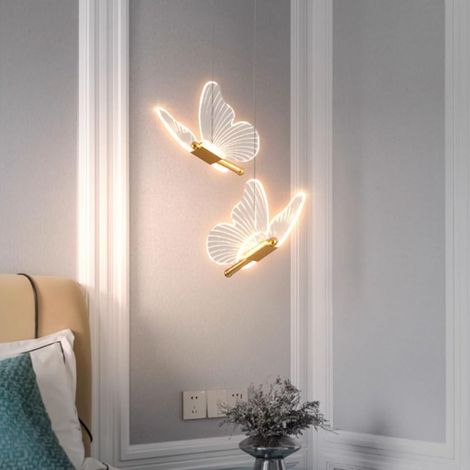 Suspension LED Papillon Créatif Lustre Plafonnier Scandinave Éclairage de Plafond LED Acrylique Luminaire Plafonnier pour Chambre D'enfant (1/5)
