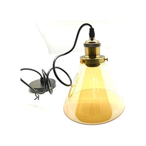 Lampada da Soffitto Sospesa E27 Vintage Tulipano Cristallo Dorato (1/3)