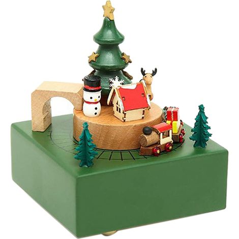 Boîte à musique train en bois pour enfants avec gravure détaillée et son cristallin - Idée cadeau Noël (1/5)
