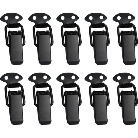 10 Pièces Loquet à Bascule Noir Mini Fermoir à Ressort en Fer Électrophorèse 3e Génération pour Boîte à Bijoux Coffre Outils Tiroir Armoire - Verrou de Caisse sans Trou de Serrure Installation Facile (1/5)