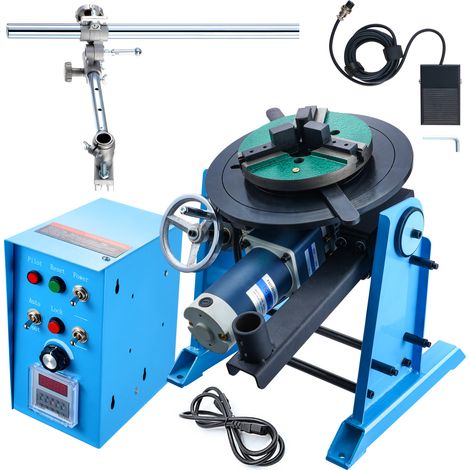 Mophorn Posicionador de soldadura rotativo de 50 kg, placa giratoria de posicionamiento de 0-90° 0,5-6 RPM 120 W, portabrocas de torno de 3 mordazas, soporte de antorcha de 315 mm para cortar, esmeril