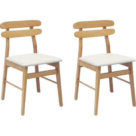 vidaXL Dining Chair 2 pcs Natural and Light Solid Rubber Wood