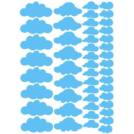 48 Stickers Muraux Pour Les Nuages Des Enfants - Sticker Bleu Poudre Facile Appliquer Pour La Dcoration Murale De La Chambre De Bb (1/5)