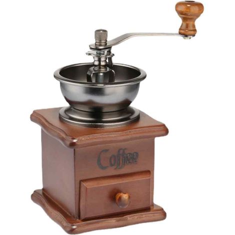 Moulin à café manuel à manivelle, noyau en acier, style rétro, idéal pour la maison et le camping. (1/5)