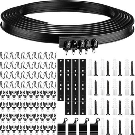 1 ensemble de rails de rideau de plafond flexibles et pliables 5M Rail de rideau en forme de U Tige flexible Guide de rouleau de rideau de douche，noir (1/5)
