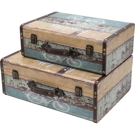 HMF VKO106, Holzkoffer im Vintage-Design, Fahrrad, 2er Set (1/5)