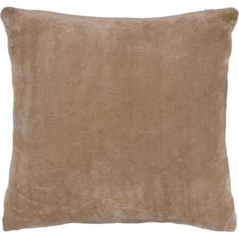Coussin en Flanelle Uni "Ollis" 38x38cm Beige Lin (1/5)