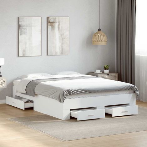 vidaXL Giroletto con Cassetti Bianco 140x190 cm in Legno Multistrato (1/5)