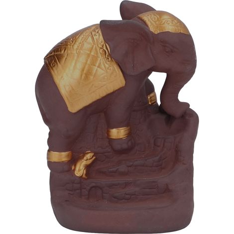 Räuchergefäß Elefant Rückfluss Wasserfall Keramik Aromatherapie Halter mit 20 Räucherkegeln und 1 Kissen (1/5)