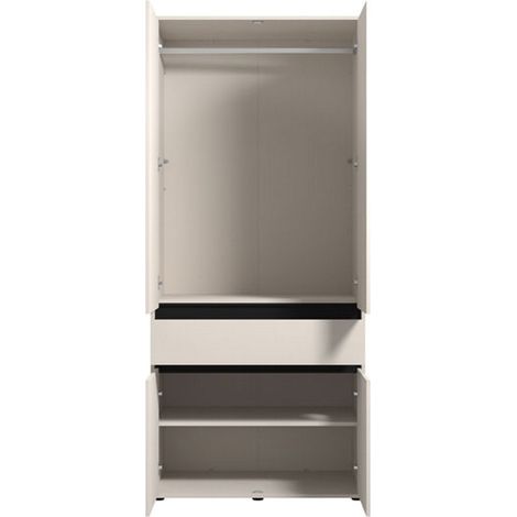 Armario Grande Vimercati, Ropero Dormitorio 3 Estantes, Colgador, Puertas Abatibles, 93x210,5h cm Blanco