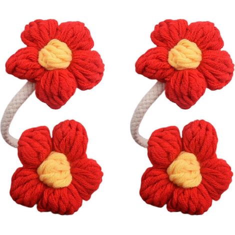 Attaches pour rideaux décoratives à motifs floraux boucles de maintien pour rideaux décoration intérieure marque ECVGHD rouge (1/5)