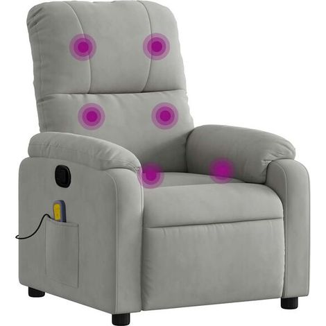 Fauteuil de massage inclinable en tissu microfibre gris clair (1/5)