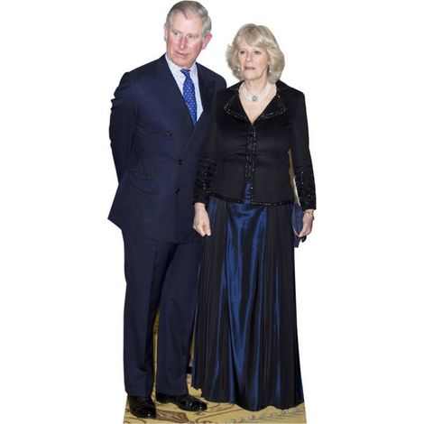 Figurine en carton roi d'Angleterre Charles III et Camila 166 cm
