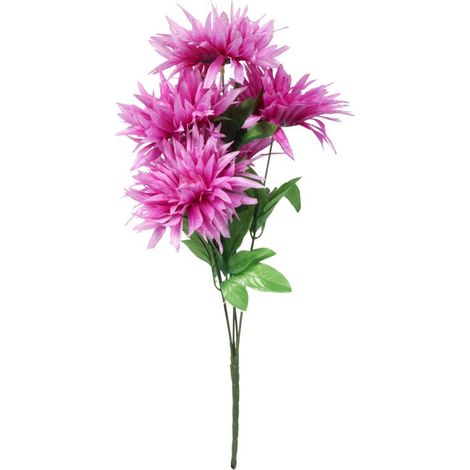 Bouquet artificiale di 5 crisantemi viola, altezza 58 cm (1/2)