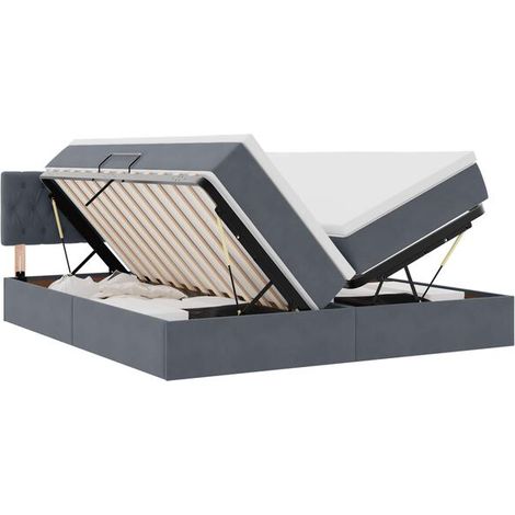 Lit coffre avec matelas, gris foncé, 90 x 200 cm (1/5)