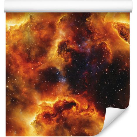 Papier peint aquarelle galaxie orange, bordeaux et or 50x1000 cm (1/5)