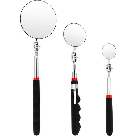 Ensemble de miroirs d'inspection, miroir télescopique, miroir d'outillage, miroir d'inspection automobile portable rotatif à 360°, pour la réparation automobile, 3 tailles