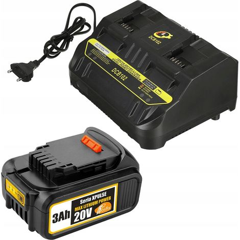 Ersatz-Ladegerät DCB102 Set Akku 20V 3.0Ah kompatibel mit DeWalt XR Akkuwerkzeugen (1/4)