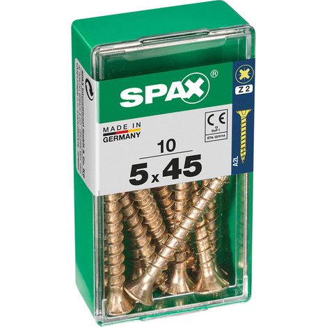 Boîte 10 Unités. Vis A Bois Spax Cab. Plat Yellox 5.0x45mm Spax (1/2)