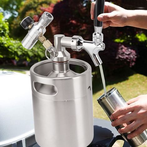 Mini-baril en acier inoxydable 60 PSI/Baril à café/Distributeur de bière automatique 5 L/Pique en acier inoxydable (1/5)