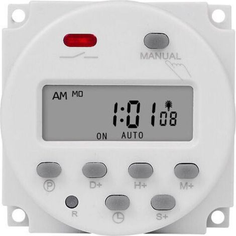 Minuterie LCD CN101A 12V-220V Relais Temporisateur Éclairage Public Panneau D'affichage Programmable (1/4)