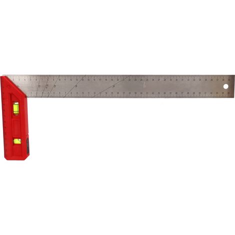 Équerre de menuiserie professionnelle 40cm avec niveau à bulle pour angles 90° et 45° (1/5)
