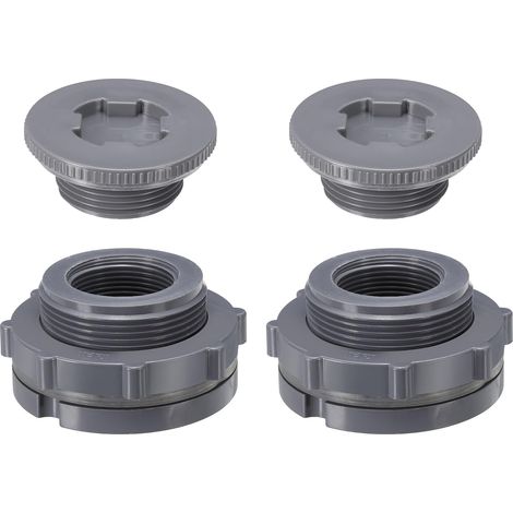 2 Pièces Raccord De Cloison en PVC avec Bouchon NPT1-1/4 Gris (1/5)