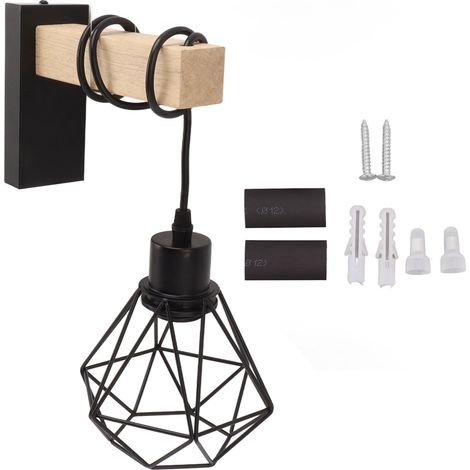 Applique murale en cage métallique filaire, style industriel rustique, base d'ampoule E27/E26, lampe suspendue murale, prise américaine 85‑265V, type B. (1/5)