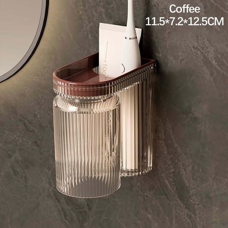 Tasse À Brosse À Dents - Support Murale Pour Brosse À Dents - Rangement Hygiénique Avec Évacuation Inversée - 4,52 X 2,83 X 4,88 Pouces - 1 Pièce (1/5)