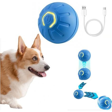 Interaktives Hundespielzeug, per USB wiederaufladbarer Smart Ball, um 360 Grad drehbarer, beweglicher Hüpfball für Welpen, kleine und mittelgroße Hunde