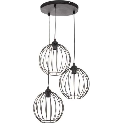 [GEBRAUCHT] B-Ware Pendelleuchte Cumera Hängelampe 3-flammig dimmbar schwarz Eisen Ø52cm Lampe (1/2)