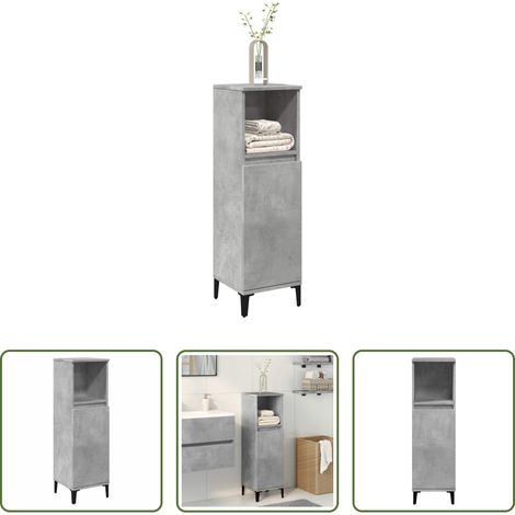 vidaXL Armoire de toilette - Armoire de salle de bain gris béton 30x30x100 cm (1/5)