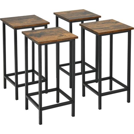 COSTWAY Juego de 4 Taburetes de Bar Silla con Marco de Metal y Reposapiés Taburete para Bistró Cocina Comedor (1/5)