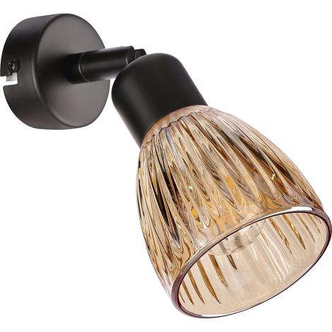 Applique moderne noire orientable verre ambre 1xE14 (1/2)