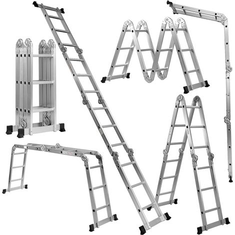 COSTWAY Scala Pieghevole Multiuso, Scala Estensibile con Struttura in Alluminio, Facile da Conservare, Piccola Scala per Uso Interno ed Esterno (1/5)