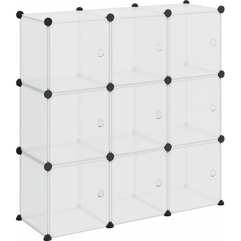 Organizador de cubos de almacenamiento con 9 cubos y puertas, PP transparente vidaXL (1/5)