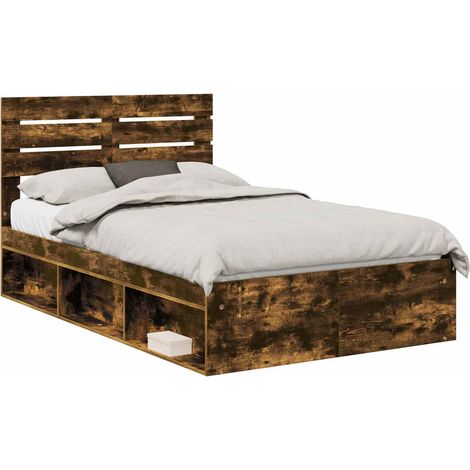 Maison Exclusive - Cadre de lit Chêne fumé 120 x 190 cm Pin massif (1/5)