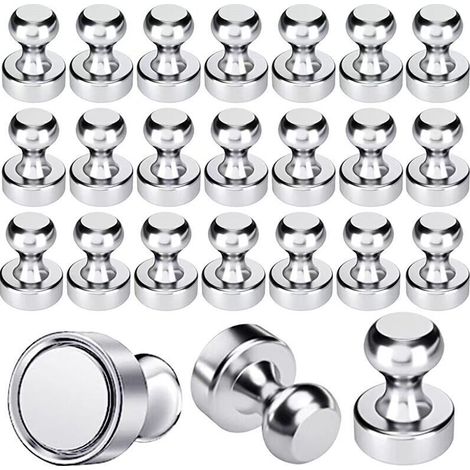 24 starke Metallmagnete (12 x 16 mm) – Edelstahlmagnete, z. B. für Pinnwände, Kühlschränke usw. (1/4)