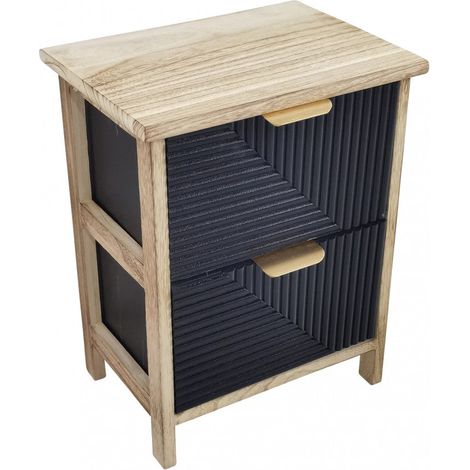 Mobiletto comodino in legno con due cassetti design compatto 34x25xH43,5 cm Claiton