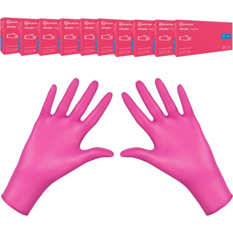 Guantes de nitrilo M rosa Mercator Nitrylex Magenta 100 piezas caja 10 unidades (1/5)