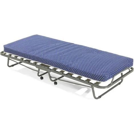 Letto pieghevole 80x200 cm in tubo quadro antracite con materasso h10 cm e copribranda (1/4)