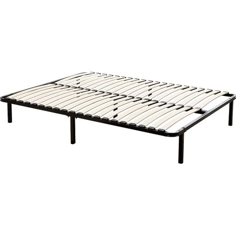 Designetsamaison – Sommier à lattes sur pieds 180x200 cm – 7 pieds de renfort – 40 lattes en bois – Montage facile en kit (1/5)