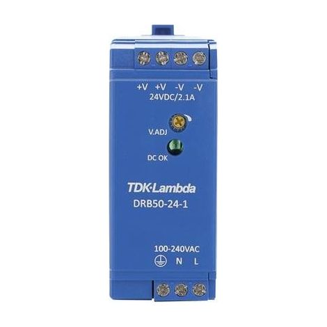 TDK-Lambda DRB50-24-1 Alimentatore per guida DIN 24 V/DC 2.1 A 50.4 W Num. uscite:1 x Contenuto 1 pz. (1/4)