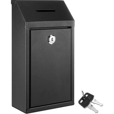 Metal Donation Cash Box Collection Safe Suggestion Box with Lock Wall Mounted Mailbox Delivery Ballot Container for Home Office Outdoor Door (1/5)