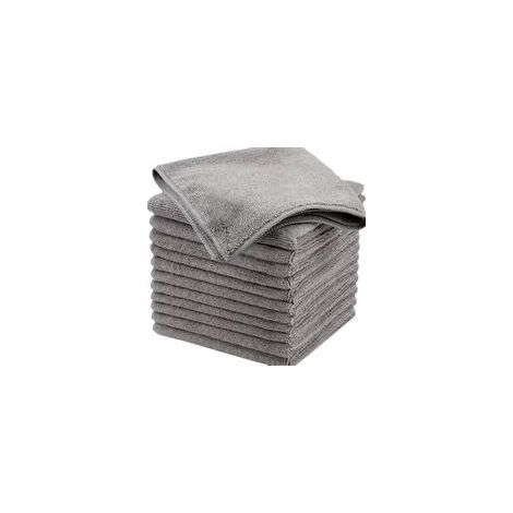 12 chiffons de nettoyage gris pour le lavage de voiture et la cuisine, doux et absorbants, 25 x 25 cm (1/4)