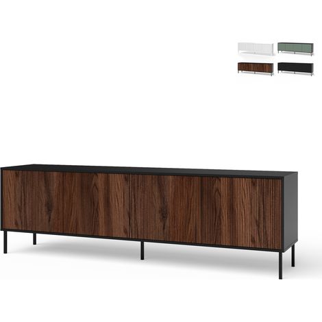 Credenza cucina moderna buffet 4 ante con gambe in metallo Budapest CA - Marrone - Nero