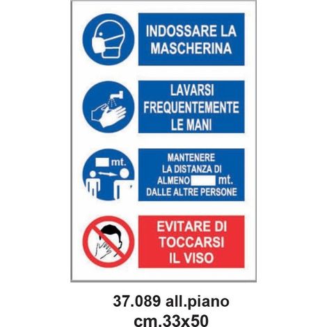 Cartello emergenza covid-19 33x50 cm riepilogo obblighi ed informazioni
