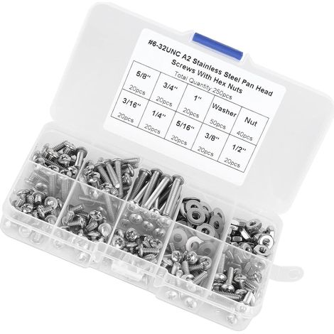 304 Stainless Steel Pan Head Screw Kit with Nuts (1/5)
