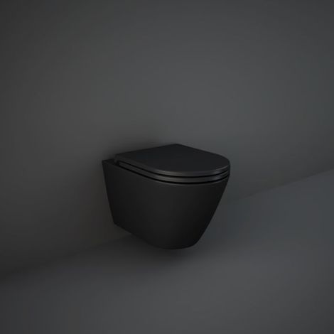 Rak Ceramics – Siège WC RAK Feeling RSTSC3901504 – Abattant en Duroplast noir mat – Fermeture amortie silencieuse – Nettoyage facile