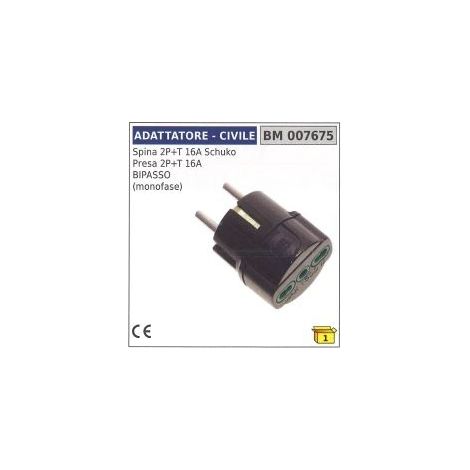 Spina 2 poli+terra 16A schuko presa 2 poli+terra 16A bipasso monofase  007675